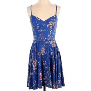 Chic Floral Blue Midi Dress